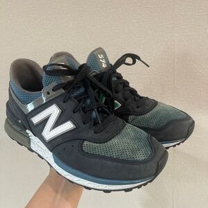 New Balance 574 leather and suede trainers